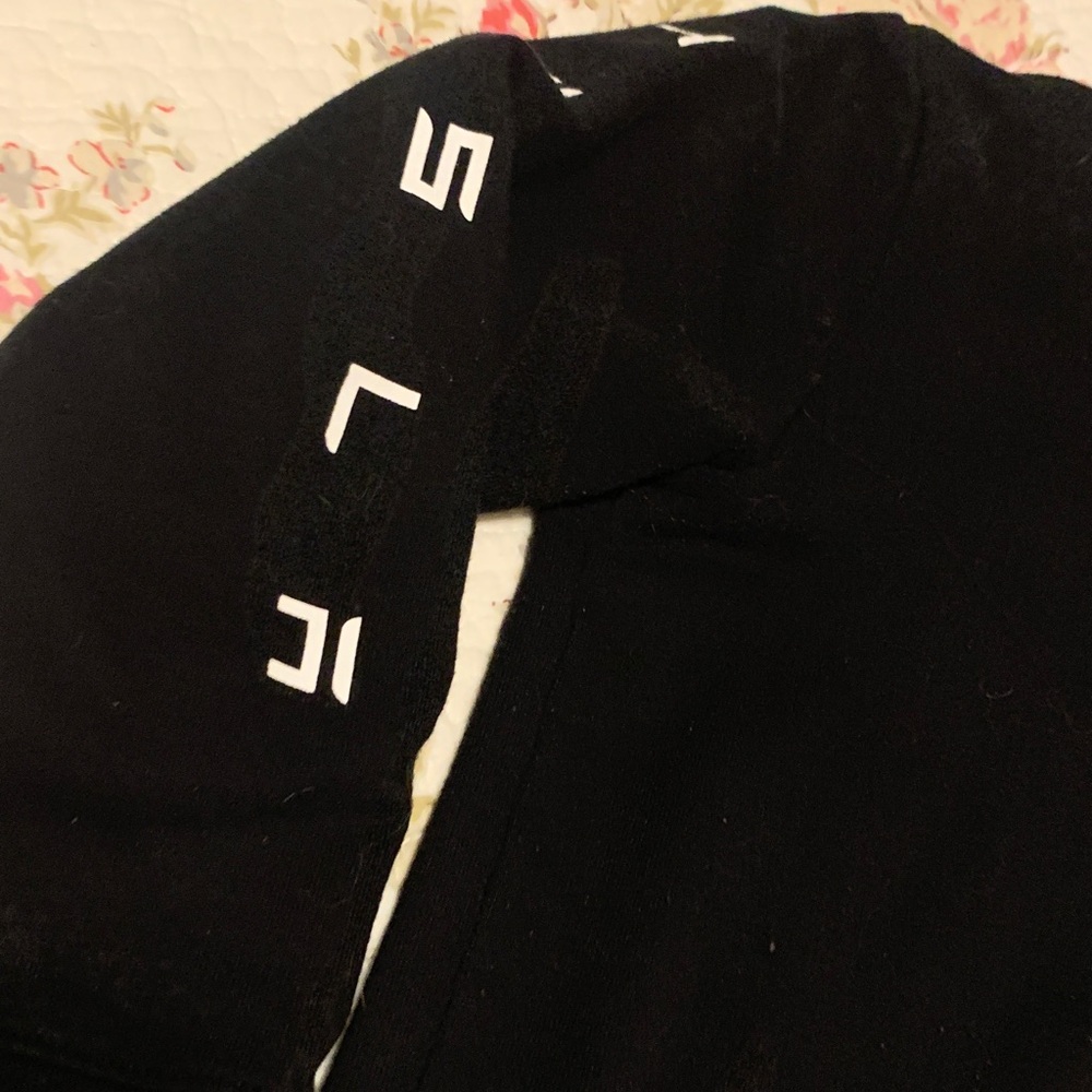 Black Full-Zip Men’s Sweater with White Logos - Picture 3 of 5